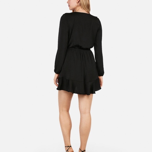 Topshop Women Black Wrap Around Ruffle Dress NEW - Picture 2 of 9